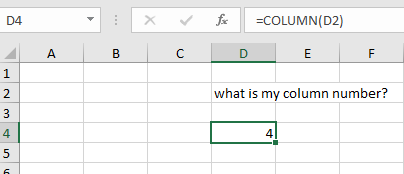 COLUMN number of a cell using cell reference